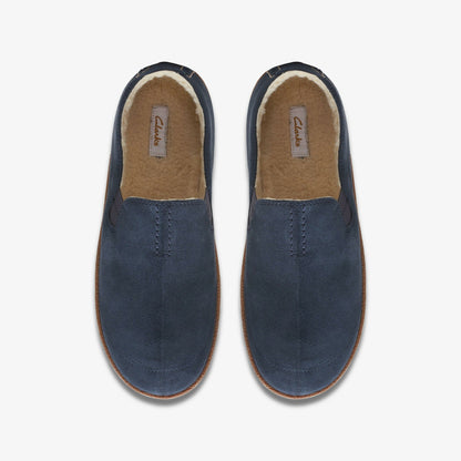 Home Mocc Slipper Navy Suede | Clarks For Sale