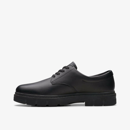 Lorcam Loop Youth Black Leather | Clarks Discount