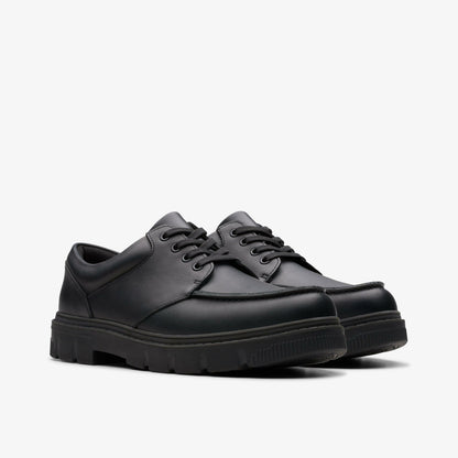 Lorcam Edge Youth Black Leather | Clarks Onsale