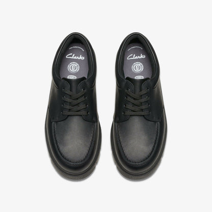 Lorcam Edge Youth Black Leather | Clarks Onsale