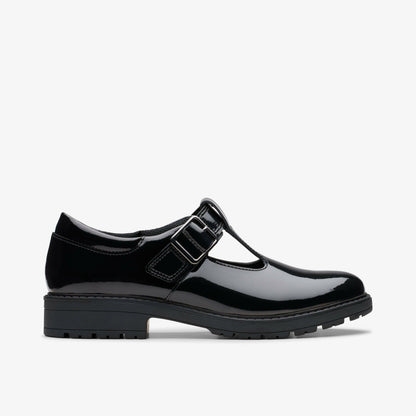 Loxham Bar Youth Black Patent | Clarks US