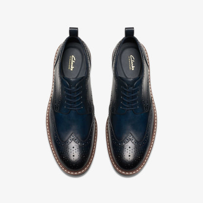 Aldwin Limit Brogue Navy Leather | Clarks Onsale