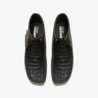 Wallabee Boot Black Crocodile Distress | Clarks Sale