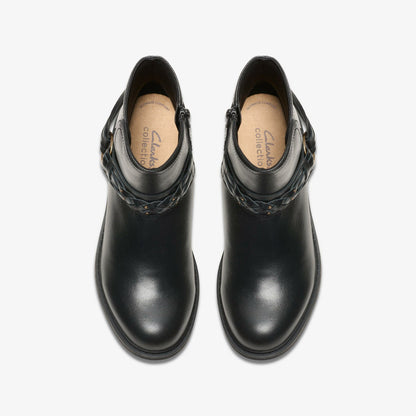 Hearth Kaylie Ankle Boot Black Leather | Clarks