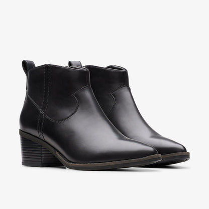 Morzine Sky Ankle Boot Black Leather | Clarks For Sale