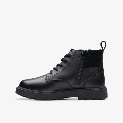 Lorcam Trail Kid Black Leather | Clarks Onsale