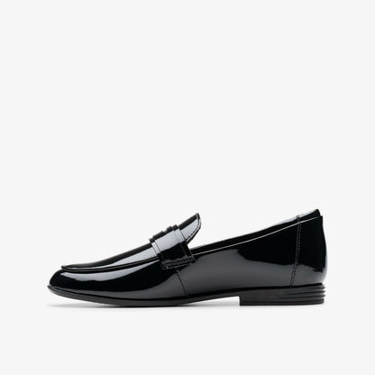 Finja Bright Older Black Patent | Clarks
