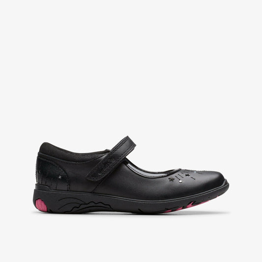 Relda Wish Kid Black Leather | Clarks