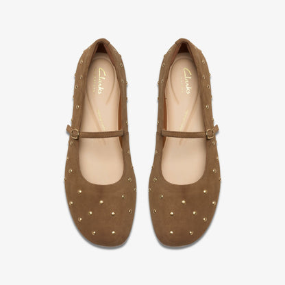 Livia Stud Walnut Suede | Clarks Discount