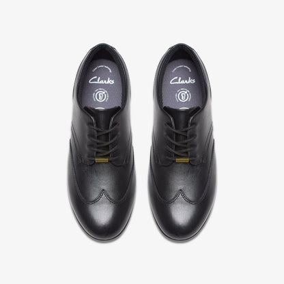 Finja Wing Youth Black Leather | Clarks For Sale