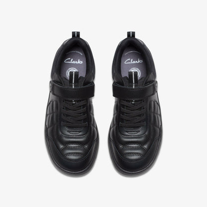 Laser Cross Youth Black Leather | Clarks US