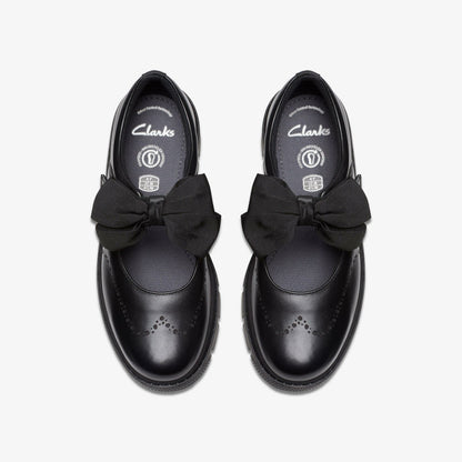 Lorcam Jane Youth Black Leather | Clarks Sale